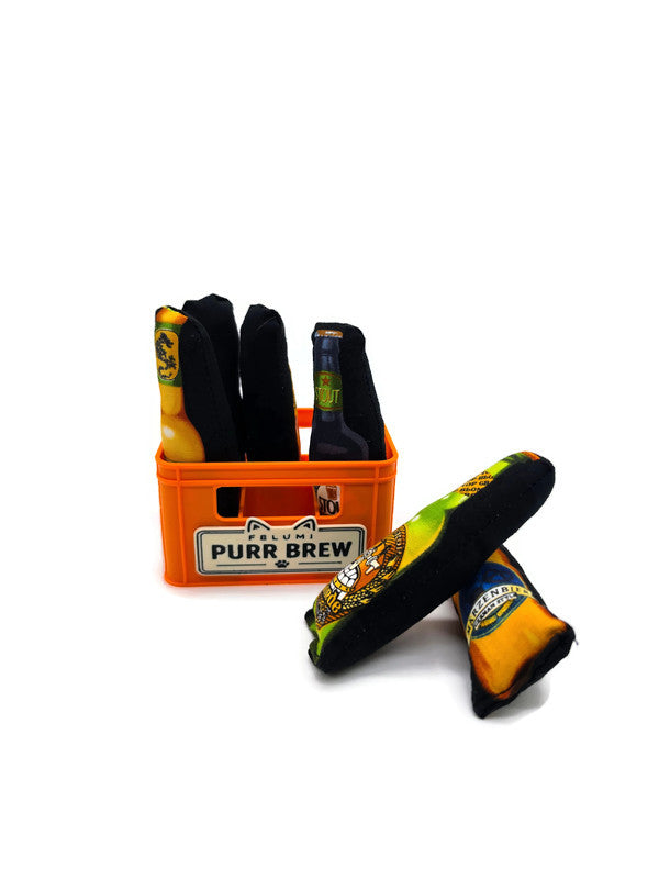 Felumi "Purr Brew" Katzen-Sixpack // 6er-Set Katzenspielzeug im Bierkasten