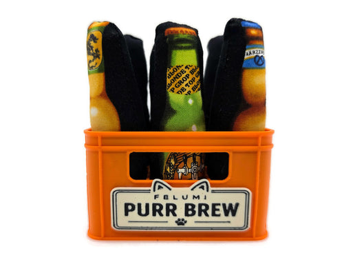 Felumi "Purr Brew" Katzen-Sixpack // 6er-Set Katzenspielzeug im Bierkasten